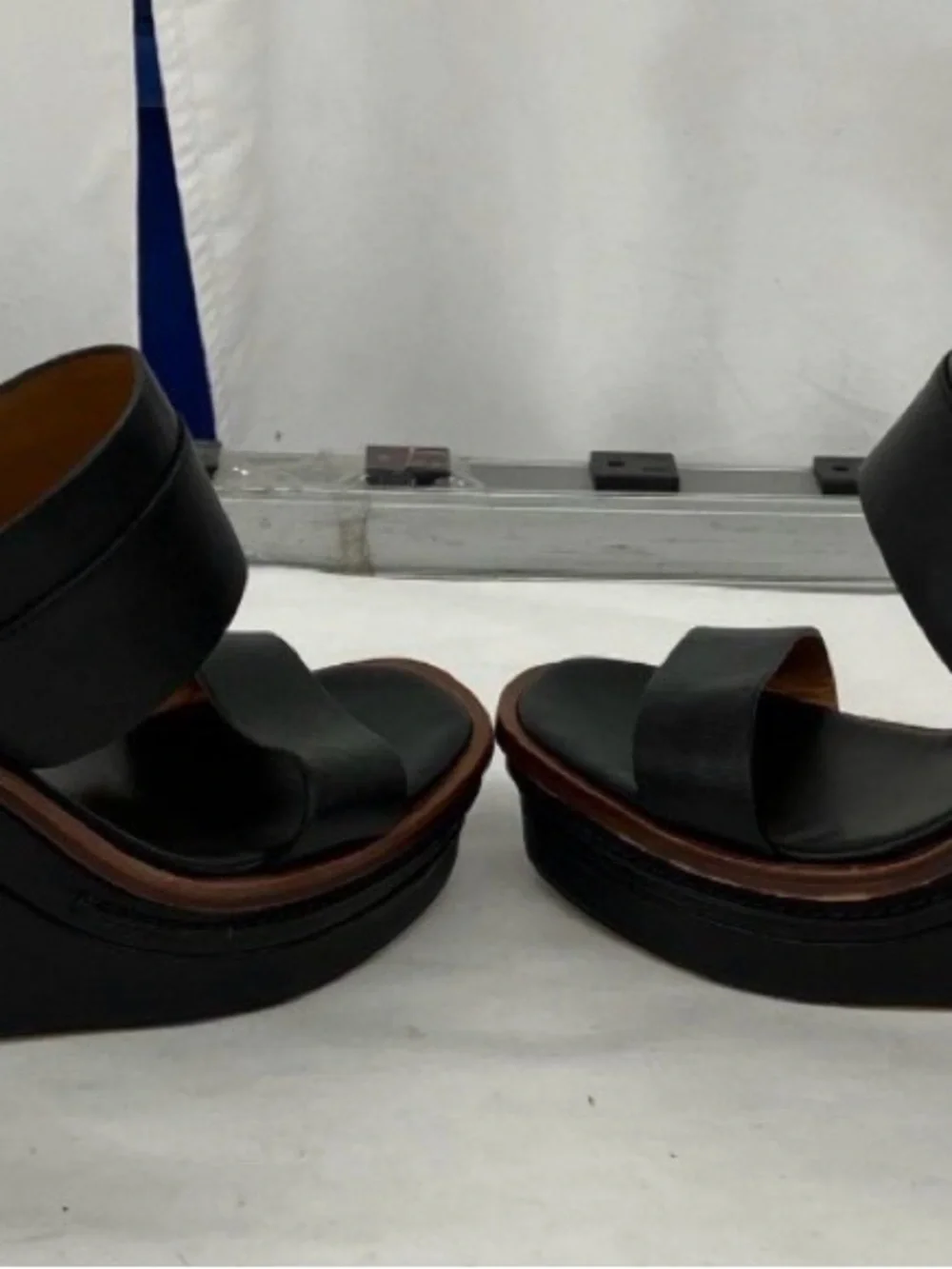 Tory Burch Black Leather Platform Slingback Sandals